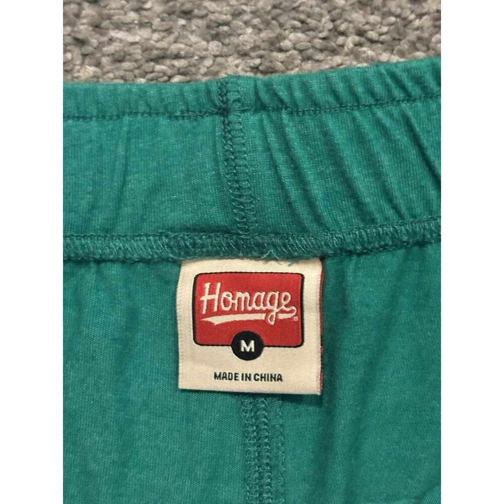 Men's Homage Green Flat Front Lounge‎ Shorts M with Red Logo